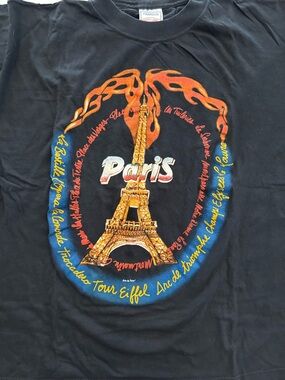 Paris Eiffel Tower Vinyage Graphic Tee - Mens M Black